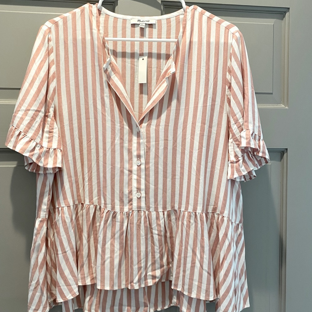 Madewell Ruffle Peplum Top NWT